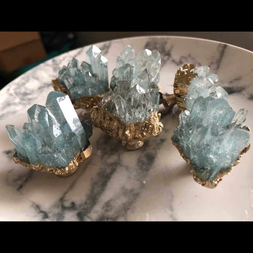 Handmade aqua diamond epoxy drawer/cabinet knobs - Picture 3 of 4
